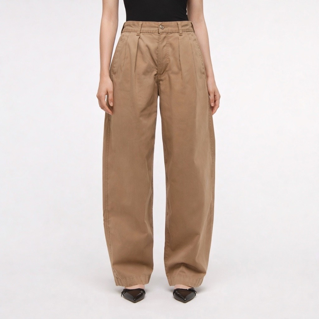 Abercrombie & Fitch Mid Rise Barrel Pant Pleated Womens 29 8r Tan Khaki Nwt